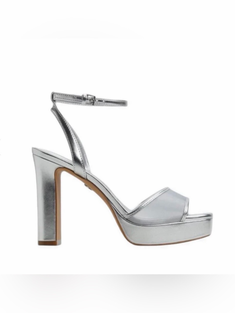 Aldo silver platform heel with ankle strap